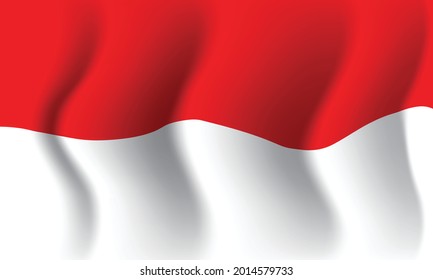 Background waving in the wind Indonesia flag. Background for patriotic national design. Vector illustration