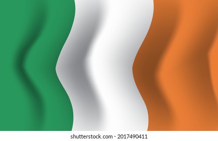 El fondo ondeando en la bandera de Irlanda. Antecedentes del diseño nacional patriótico. Ilustración del vector