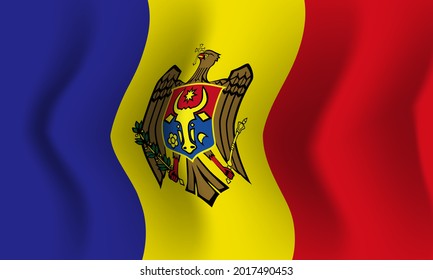 Background waving in the wind Moldova flag. Background for patriotic national design. Vector illustration