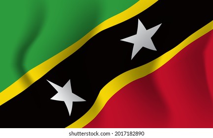 Background waving in the wind Saint Kitts and Nevis flag. Background for patriotic national design. Vector illustration