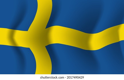 Background waving in the wind Sweden flag. Background for patriotic national design. Vector illustration