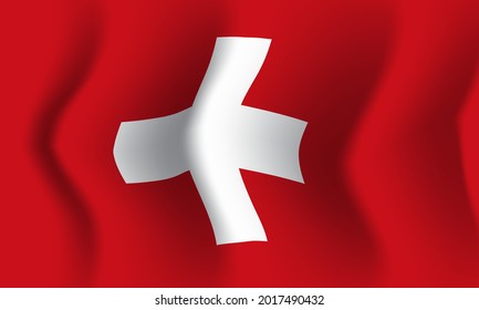 Hintergrund schwenkt in der Wind Schweiz Flagge. Hintergrund für patriotisches nationales Design. Vektorgrafik