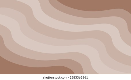 Background of wavy elements, lines in colors of 2025, mocha mousse. Banner, simple abstract geometric background. Vector graphics, design for poster, web banner.