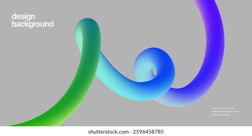 Background with wavy gradient shapes. Colorful squiggles gradient lines design for flyer, poster, cover or banner. Vector illustrations.