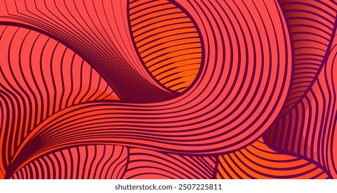 Background wavy Line with abstract lines stripe doodle waves sample with gradient. A completely new design for your business and wallpaper or cover design