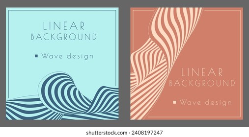 Background of wavy lines. Abstract design. Interior template, banners, posters, flyers. The idea of packaging goods, prints and creativity