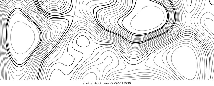 Plano de fundo com linhas onduladas na forma de um mapa topográfico. Linhas pretas em um fundo branco