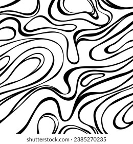 Background with wavy lines monochrome. Seamless abstract texture pattern. Striped black and white texture. liquid background. Optical illusion of movement effect