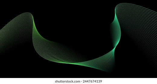 background with wavy lines. moving lines design element. Modern green gradient flowing lines