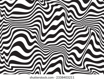 Fondo con líneas onduladas. Doble fondo de tonos de dúo. Patrón abstracto de las líneas, efecto de semitono. Textura en blanco y negro. Plantilla de diseño minimalista para afiches, banner, portada, postal.
