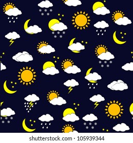 Background with weather forecast icnons, seamless pattern