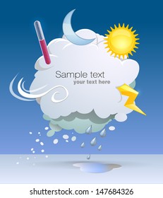 Background with weather icons. Vector illustration