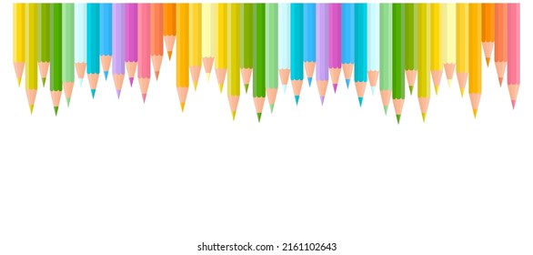 Antecedentes para el diseño web. Lápices de colores. Plantilla de arte colorido para un encabezado. Creatividad. Dibujo. Vector. 