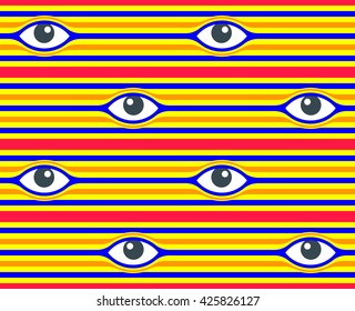 Background for web page, fabric design, wrapping paper, scrapbook elements, cover, cards, albums. Vector seamless illustration. Pattern with eyes.