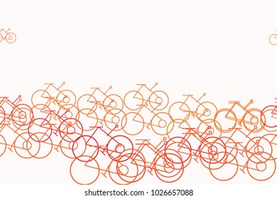 Background for web page, graphic design, catalog or texture, hand drawn outline of bicycle. Cartoon style vector.