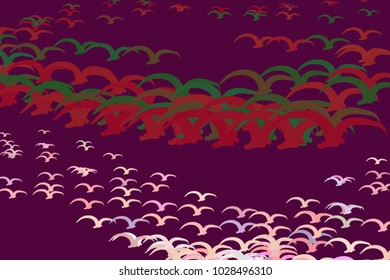 Background for web page, graphic design, catalog or texture, hand drawn flying birds. Cartoon style vector.