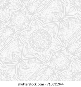 background for wedding invitation card with henna mehndi floral elements. vector illustration. white monochrome color