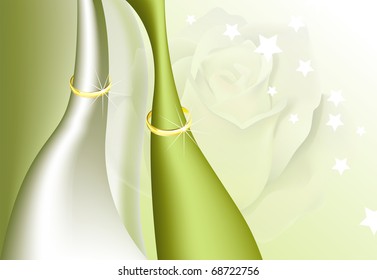 Background with wedding rings. Wedding Card.