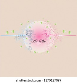 background for wedding  with trees in pink and blue color