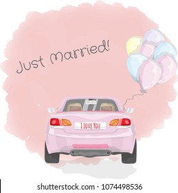 Background for weddings with a car and balloons