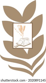 background with wheat, wheat grain, Pamper the wheat, dinner recipes, slice bread, Vector hand drawn illustration