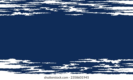 Background where dark blue clouds are separated into upper and lower parts. Vector data that is easy to edit.