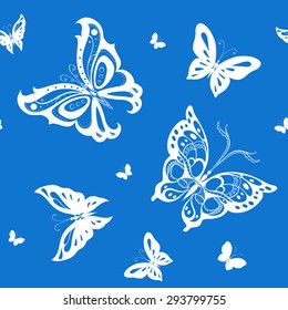 A background which depicts abstract butterflies, which are made of decorative patterns