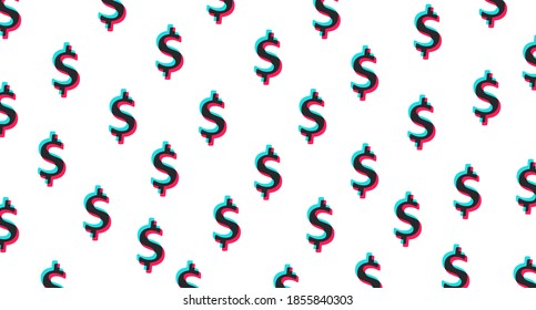 Background which isolated the colored symbols of the dollar. Financial concept, currency, business, investment, financial literacy, income. Vector illustration