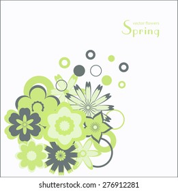 background whit green flowers