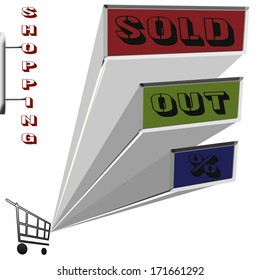 background whit text sold out vector illustration