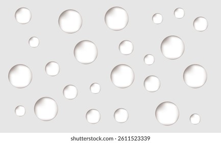 The background is a white air bubble pattern. with varying sizes.