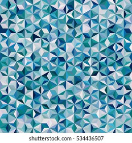 Background of white, blue geometric shapes. Seamless triangles mosaic pattern. Vector illustration
