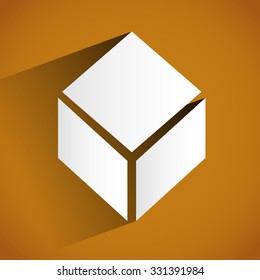 Background with white box symbol casting a diagonal shadow, for logistics, packaging concepts.