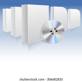 background with white boxes and dvd. vector illustration