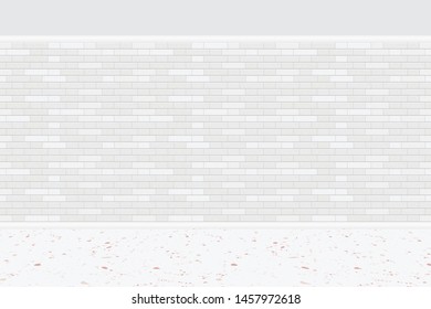 Background with white brick wall, wall and ceiling. Interior home. Vector illustration EPS 10