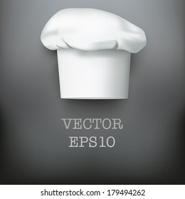 Background white chef cap toque. Space for text. Vector illustrations of haute cuisine.