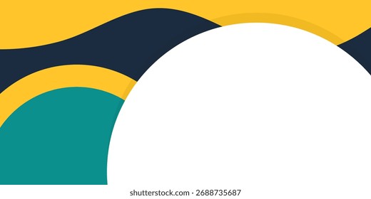 Background white circle geometric shapes. Colorful wave shapes. Business and presentation banner template