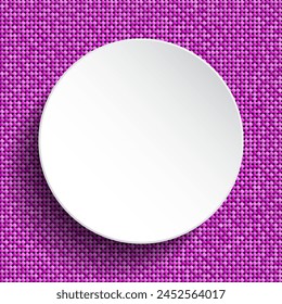 Background white circle template made pink sequins, glitters, sparkles, paillettes. Vector poster with sparkling sequins, glitter gradient dots. Frame bright circle mosaic for festive holiday disco