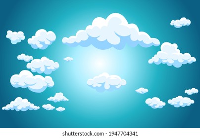 Hintergrundweiße Wolken auf blauem Himmel Atmosphäre Vektorgrafik.