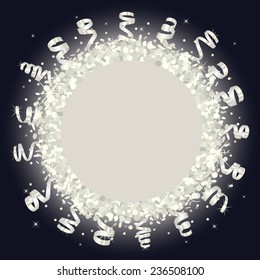 Background with white confetti and serpentine
