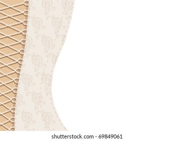 Background white corset with ribbon