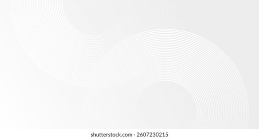 Background white glowing geometric lines on gray background. Modern shiny blue circle design