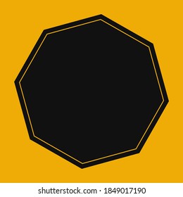 Сoral background with a white hexagon frame. Decorative element for your design and decoration,  Black and Yellow vector