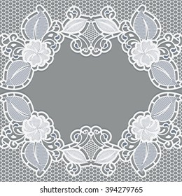Background with white lace. It can be used as a template greeting card or invitation. Vector illustration