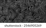 Background of white lines. Thin lines, black background, waves, vector graphics, topographic lines, wallpaper with contours, abstract lines.
