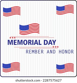 Background white memory day and flag USA.For design poster,wallpaper,etc.