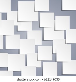 Background with white pieces of paper and shadows. Vector illustration