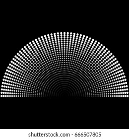 background. White rays in the form of balls on a black background