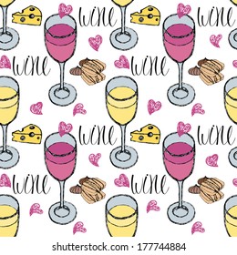 Background with white and red glasses of wine