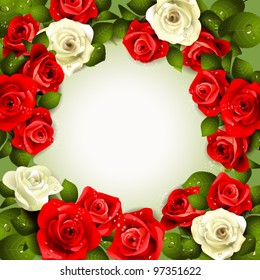 Background with white and red roses